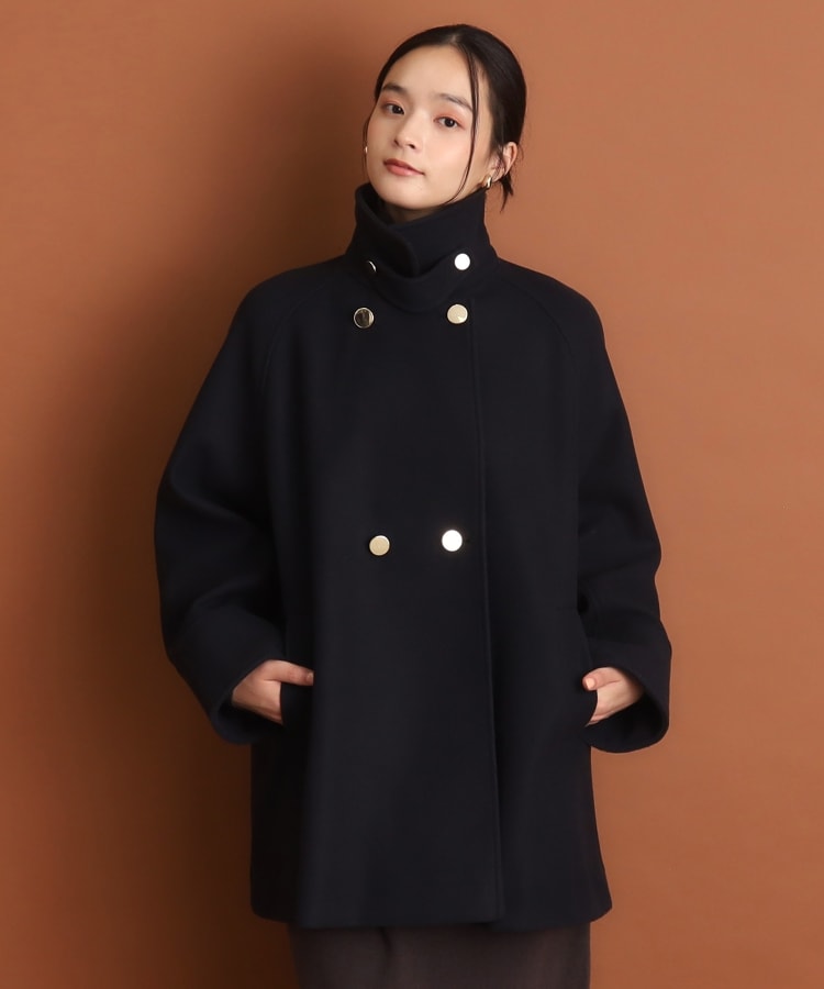 ザ ショップ ティーケー（ウィメン）(THE SHOP TK(Women))の【＠BAILA掲載】【着映えアウター】フェイクウールスタンドコート ネイビー(094)