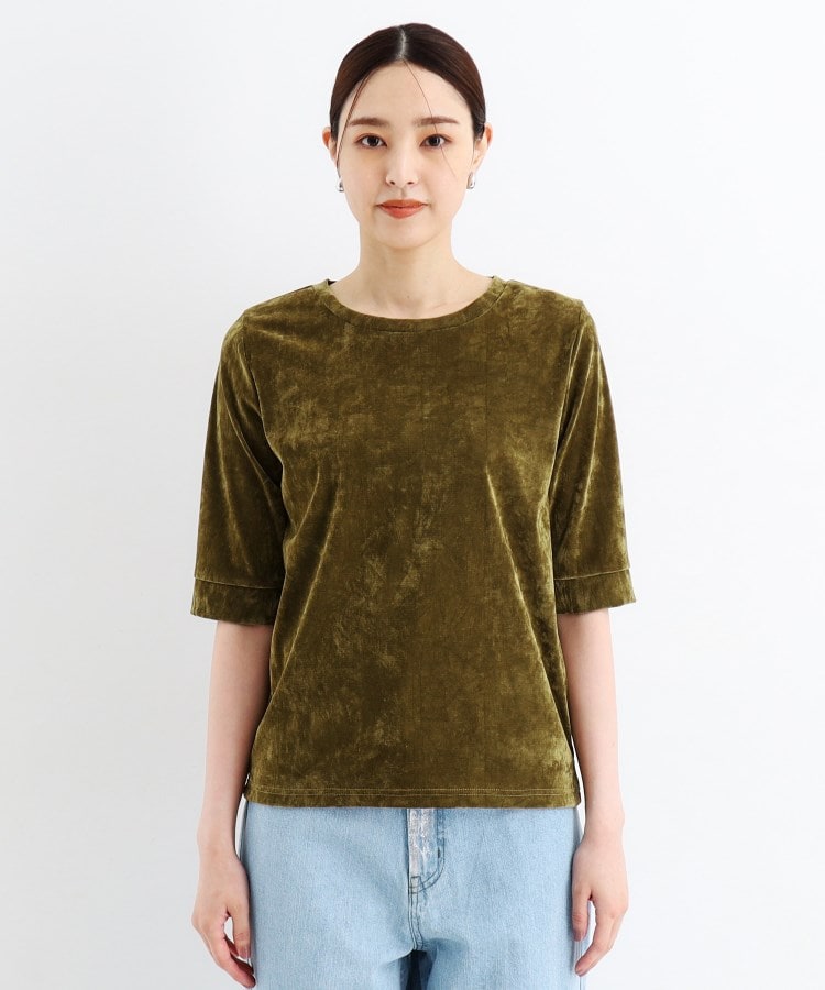 ザ ショップ ティーケー（ウィメン）(THE SHOP TK(Women))の【ヒルナンデス！で紹介】ベロア5分袖プルオーバー/洗える18