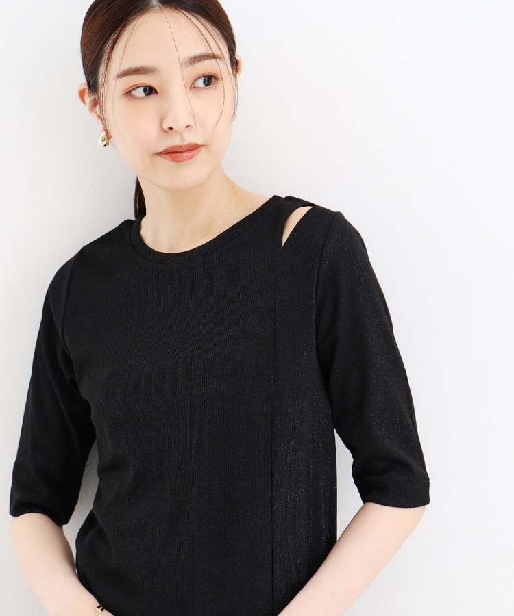 ザ ショップ ティーケー（ウィメン）(THE SHOP TK(Women))の【腕周りカバー】５分袖スリットラメ/洗える10