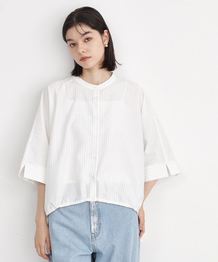 ザ ショップ ティーケー（ウィメン）(THE SHOP TK(Women))の【魅せる体形カバー服】ドロストドルマンブラウス/洗える オフホワイト(303)