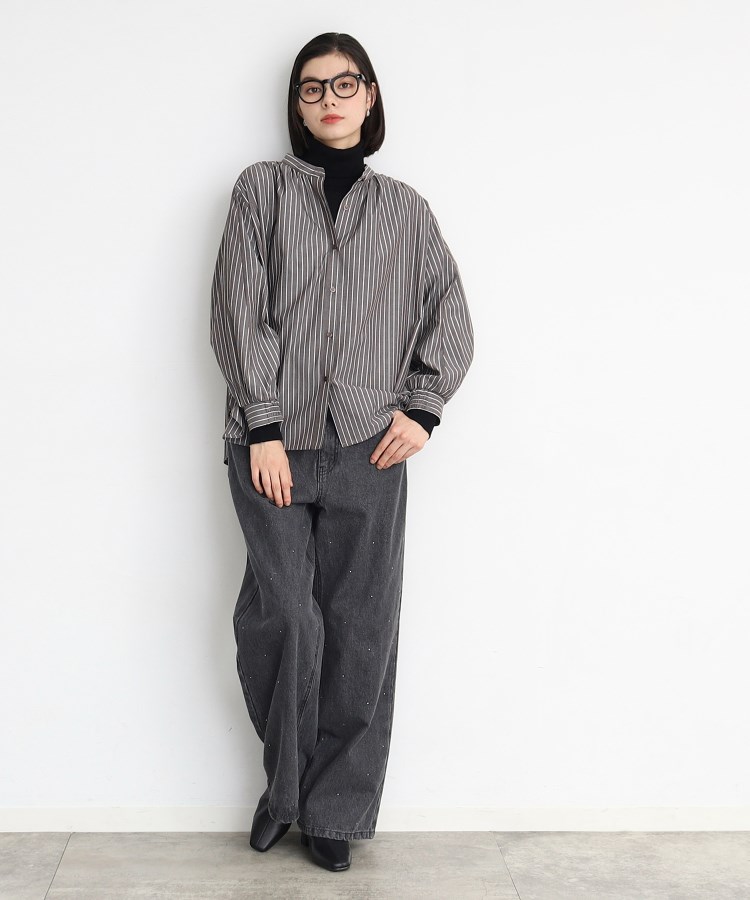 ザ ショップ ティーケー（ウィメン）(THE SHOP TK(Women))の【着映え/洗濯機OK/クラシカルに】ラメストライプシャツ5