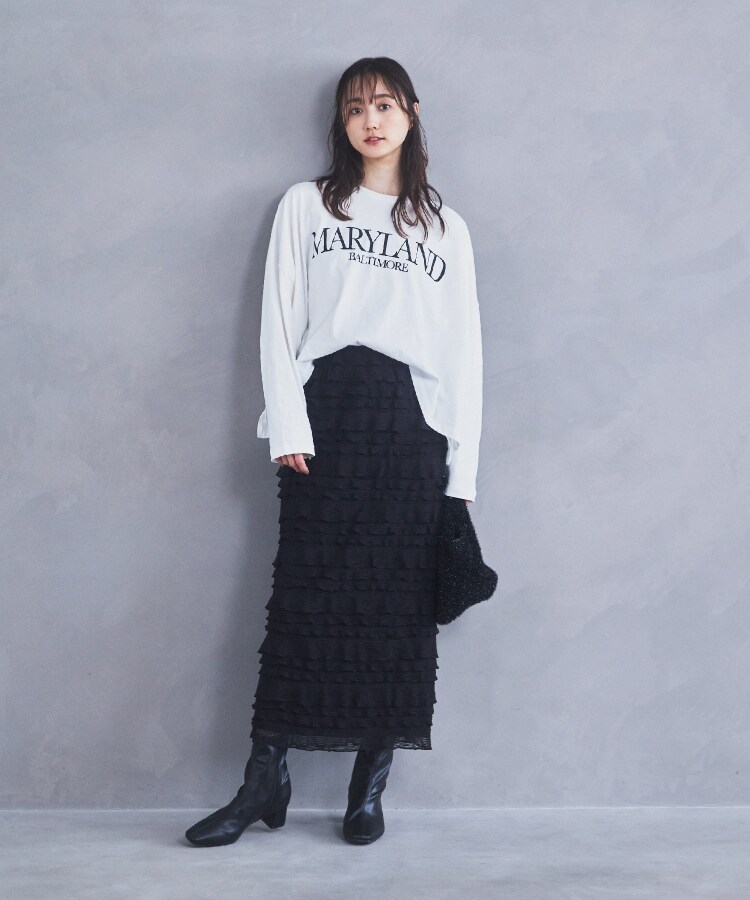 ザ ショップ ティーケー（ウィメン）(THE SHOP TK(Women))のルーズシルエットロゴTシャツ【洗える】4