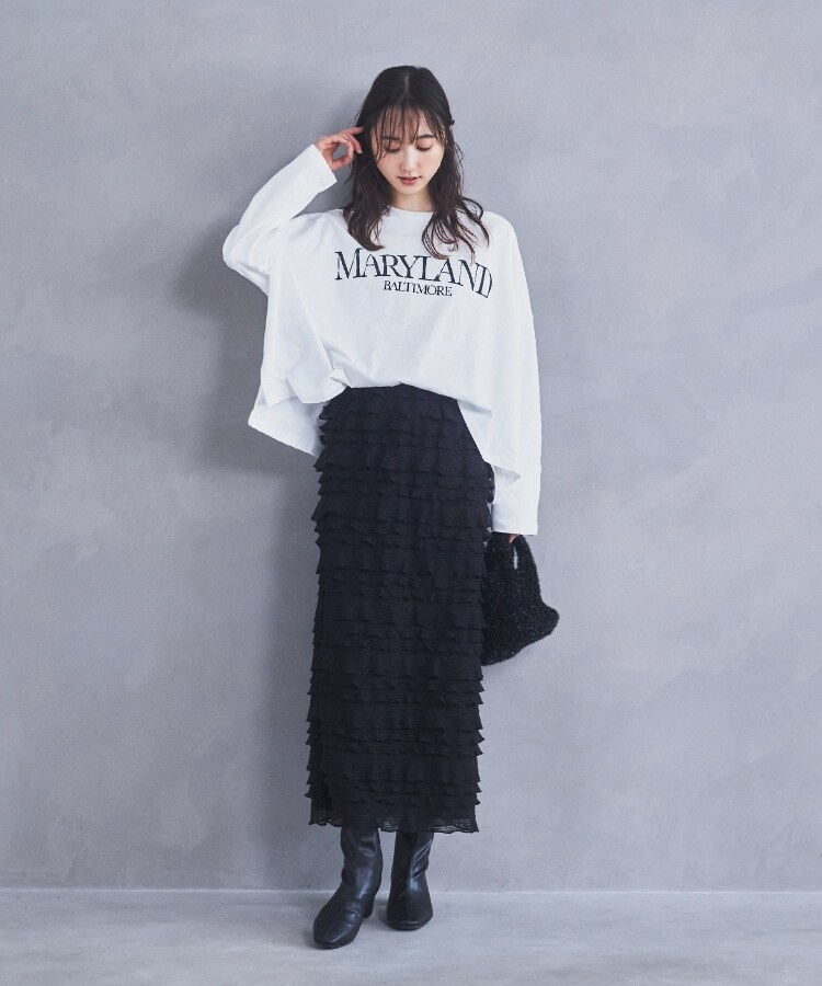 ザ ショップ ティーケー（ウィメン）(THE SHOP TK(Women))のルーズシルエットロゴTシャツ【洗える】5