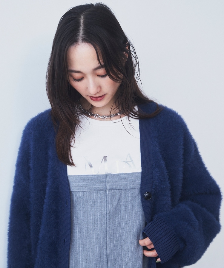 ザ ショップ ティーケー（ウィメン）(THE SHOP TK(Women))の【ライトアウター】フェザーVネックカーディガン/洗える2