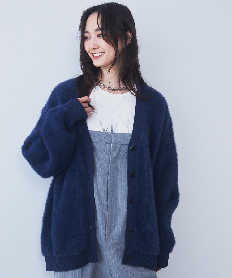ザ ショップ ティーケー（ウィメン）(THE SHOP TK(Women))の【ライトアウター】フェザーVネックカーディガン/洗える3