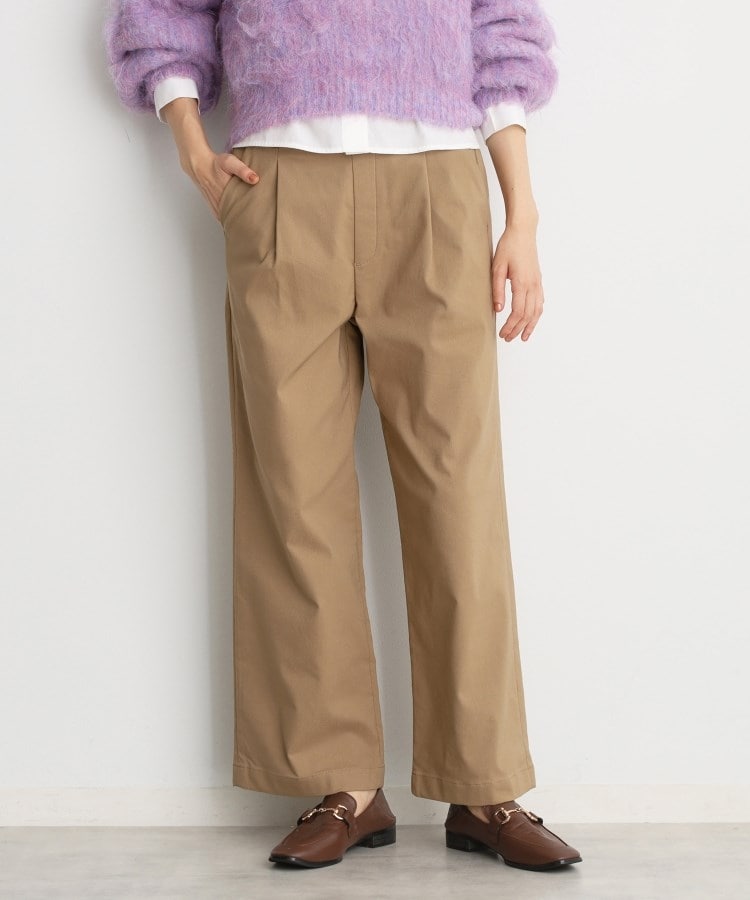 ザ ショップ ティーケー（ウィメン）(THE SHOP TK(Women))の【ラクでキレイ】ハイパーストレッチ裏起毛ワイドパンツ/洗える ベージュ(052)