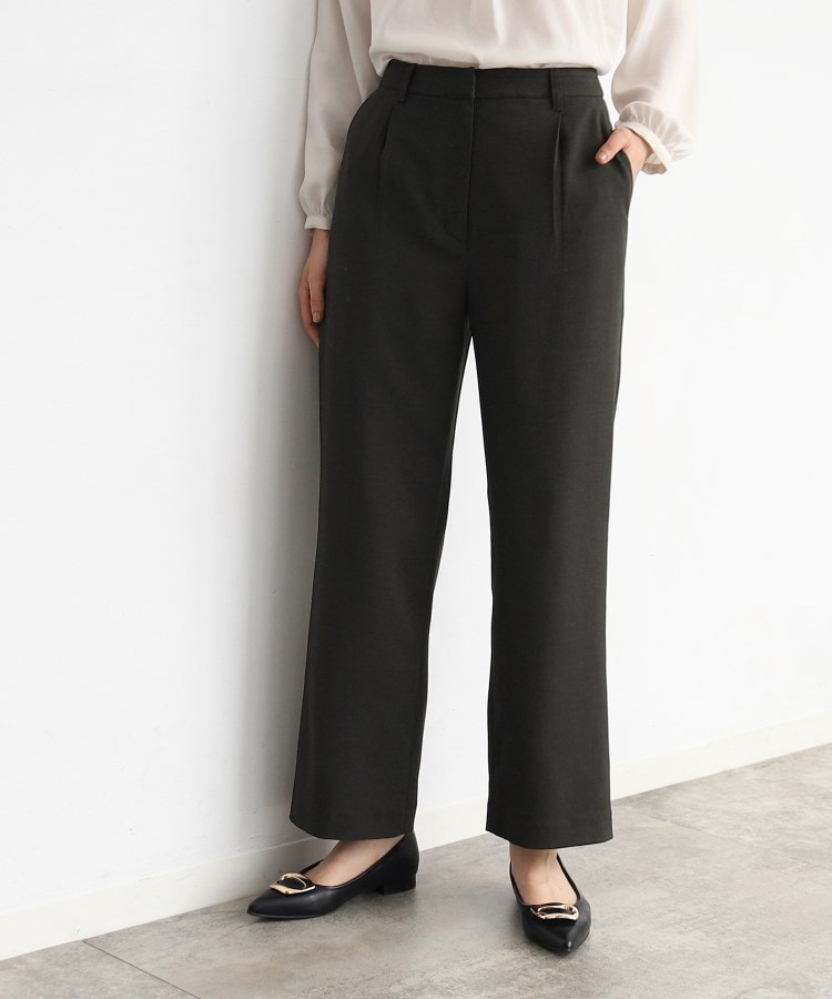 ザ ショップ ティーケー（ウィメン）(THE SHOP TK(Women))の【セットアップ可/洗える】シャークスキンストレートワイドパンツ スミクロ(018)