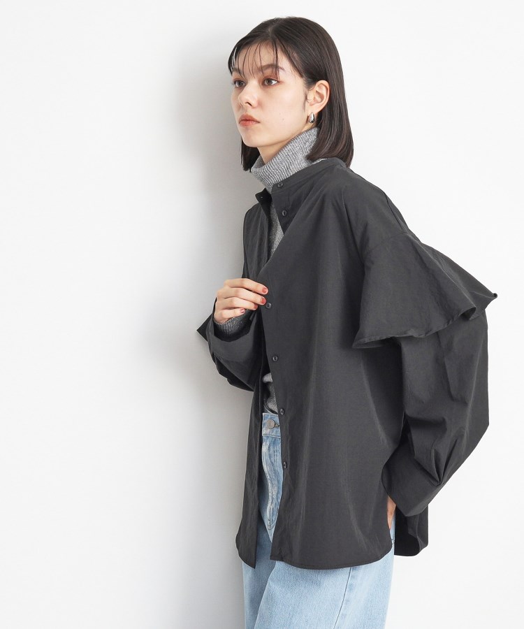 トゥジュー TOUJOURS コットンシルク フリルロールカラー バック