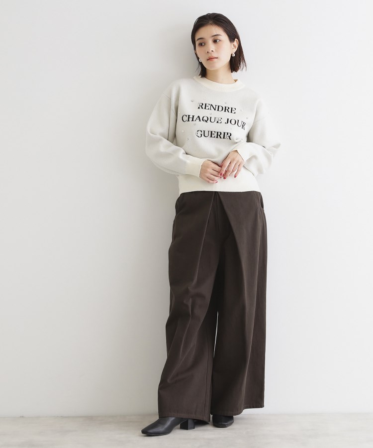 ザ ショップ ティーケー（ウィメン）(THE SHOP TK(Women))の【静電気防止】ビジュー＆パール調ロゴジャガードニット3