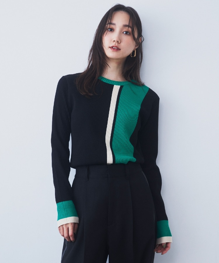 ザ ショップ ティーケー（ウィメン）(THE SHOP TK(Women))のストライプ配色リブニット【洗える】2