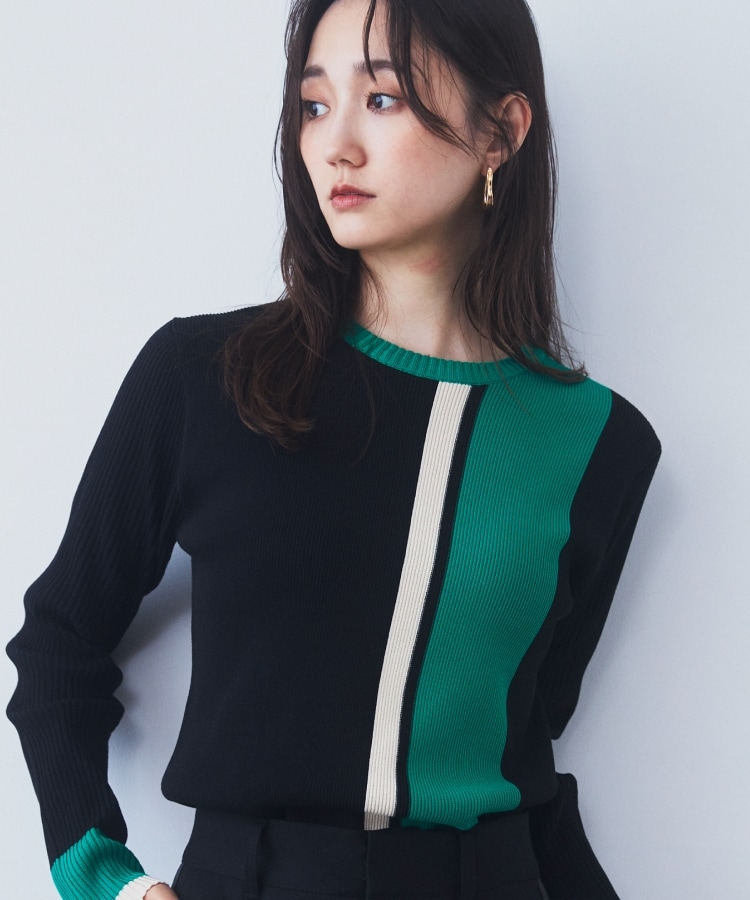 ザ ショップ ティーケー（ウィメン）(THE SHOP TK(Women))のストライプ配色リブニット【洗える】3