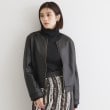 ザ ショップ ティーケー（ウィメン）(THE SHOP TK(Women))のレザー風プリントブルゾン ブラック(019)