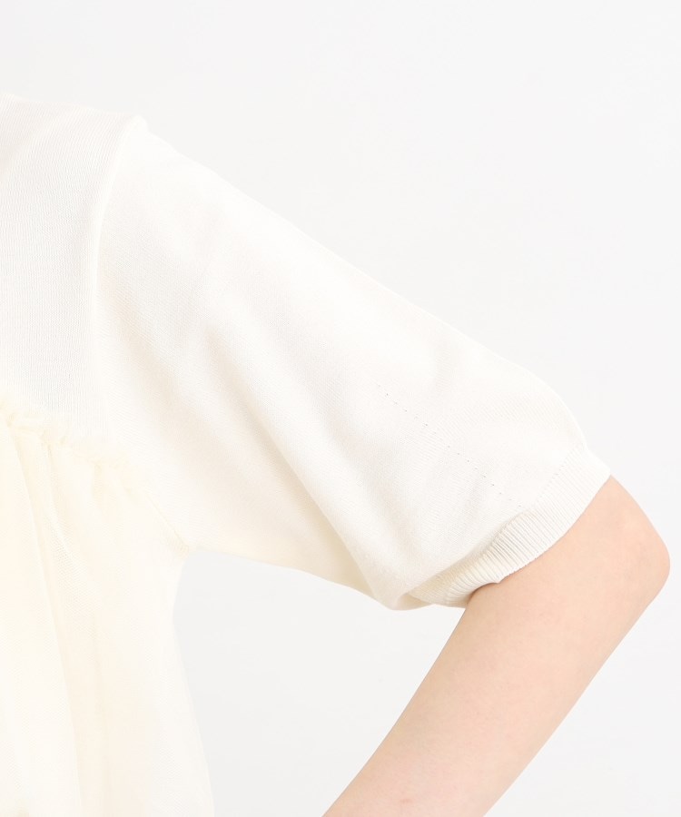 ザ ショップ ティーケー（ウィメン）(THE SHOP TK(Women))の【大人チュール使い】5分袖チュール切替ニット/洗える18