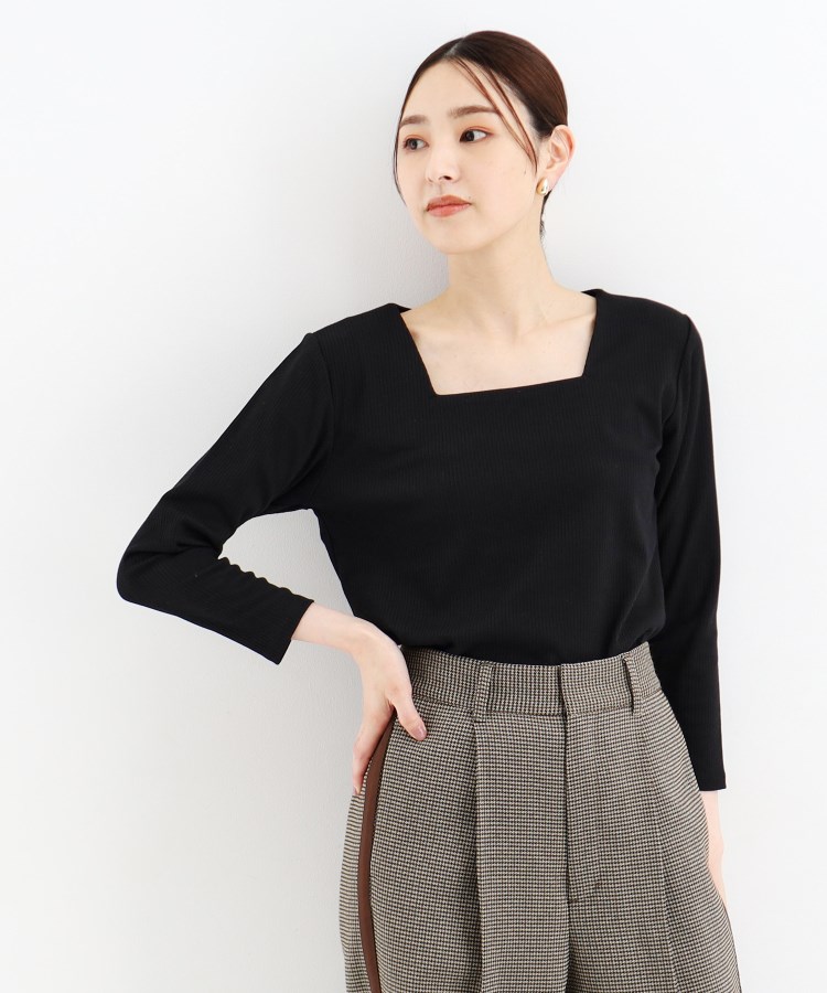 ザ ショップ ティーケー（ウィメン）(THE SHOP TK(Women))のスクエアリブネック9分袖プルオーバー9