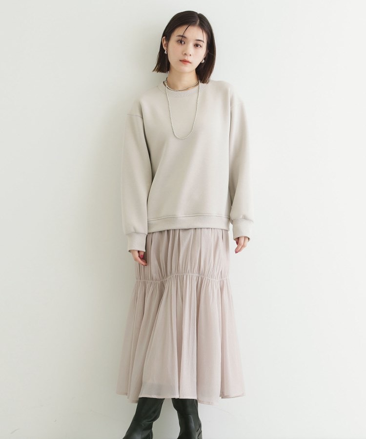 ザ ショップ ティーケー（ウィメン）(THE SHOP TK(Women))の【着回し力◎】ダンボールドッキングワンピース/洗える グレージュ(050)