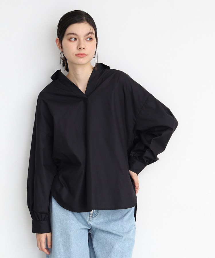 ザ ショップ ティーケー（ウィメン）(THE SHOP TK(Women))の【＠BAILA掲載】バックシャーリングシャツ/魅せる体形カバー服/洗える/ヒルナンデス！で紹介！ ブラック(019)