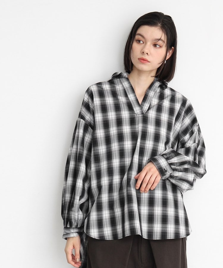 ザ ショップ ティーケー（ウィメン）(THE SHOP TK(Women))の【＠BAILA掲載】バックシャーリングシャツ/魅せる体形カバー服/洗える/ヒルナンデス！で紹介！ ブラック(219)