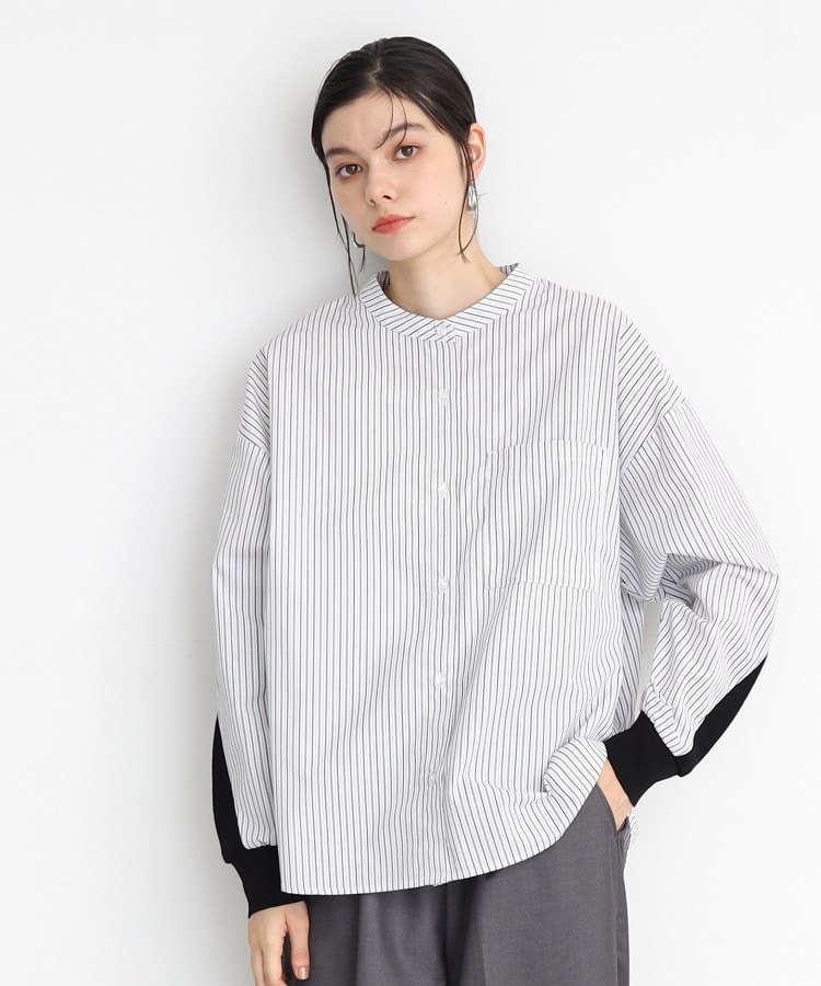 ザ ショップ ティーケー（ウィメン）(THE SHOP TK(Women))のバックリブ切り替えシャツ ブラック(319)