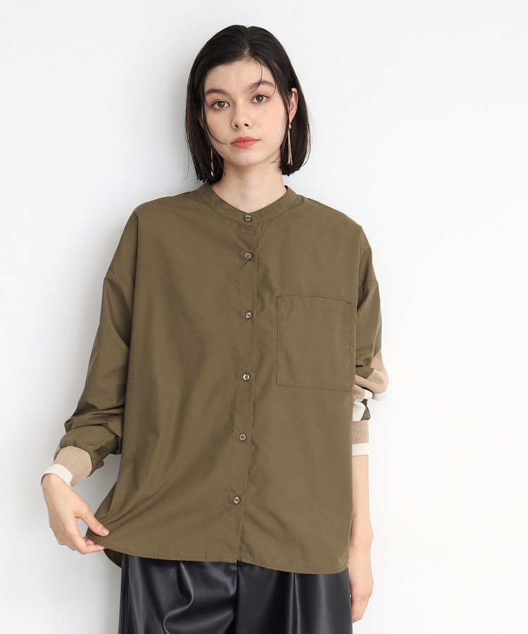 ザ ショップ ティーケー（ウィメン）(THE SHOP TK(Women))のバックリブ切り替えシャツ カーキ(527)