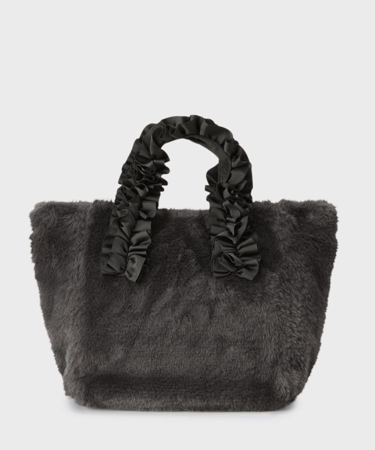 ザ ショップ ティーケー（ウィメン）(THE SHOP TK(Women))のフリルファーハンドバッグ チャコールグレー(014)