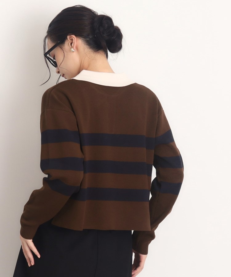 ザ ショップ ティーケー（ウィメン）(THE SHOP TK(Women))のボーダーポロニット【洗える】7