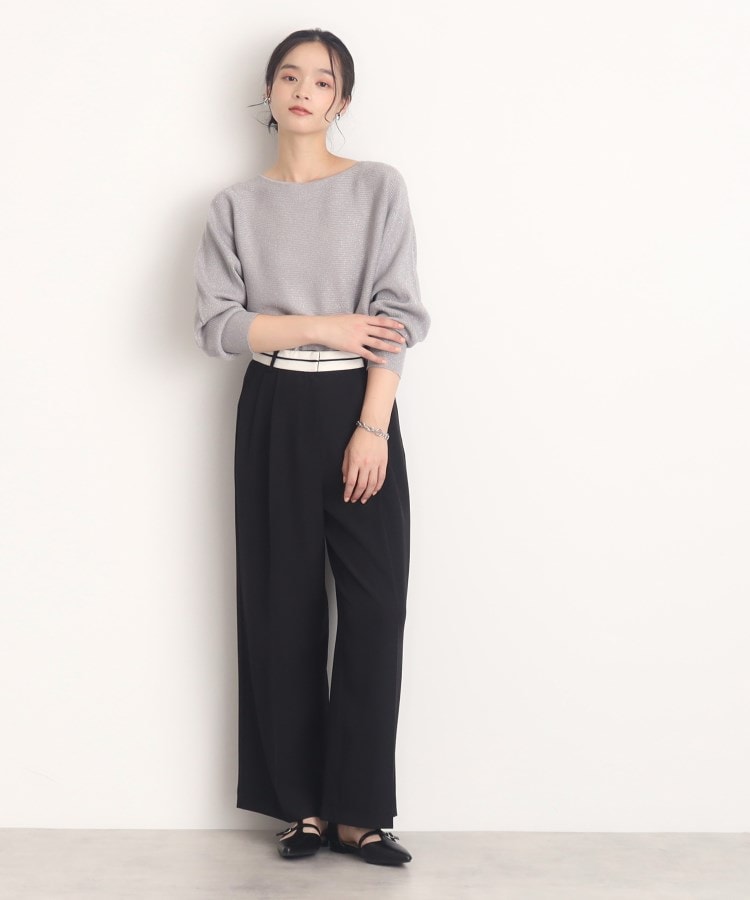 ザ ショップ ティーケー（ウィメン）(THE SHOP TK(Women))の【体形カバー/首周りすっきり】上品ラメドルマンニット/洗える3