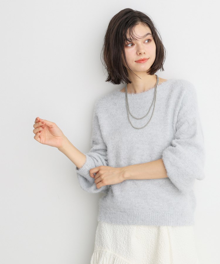 ザ ショップ ティーケー（ウィメン）(THE SHOP TK(Women))の【＠BAILA掲載】スパンコールフェザーニット/洗濯機OK ライトグレー(011)