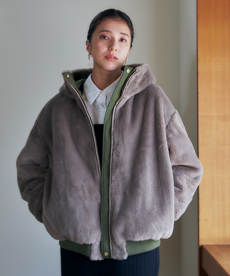 ザ ショップ ティーケー（ウィメン）(THE SHOP TK(Women))の【2WAY/洗えるアウター】MA1&ファーリバーシブルブルゾン4