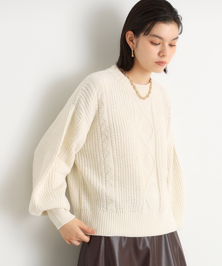 ザ ショップ ティーケー（ウィメン）(THE SHOP TK(Women))のラメケーブルモールニット【洗える】 アイボリー(004)