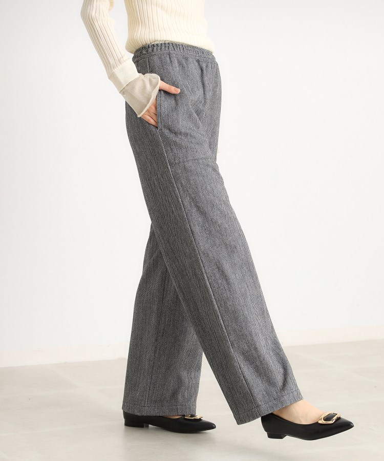 ザ ショップ ティーケー（ウィメン）(THE SHOP TK(Women))の圧縮ジャージ柄アソートワイドイージーパンツ ブラック(419)