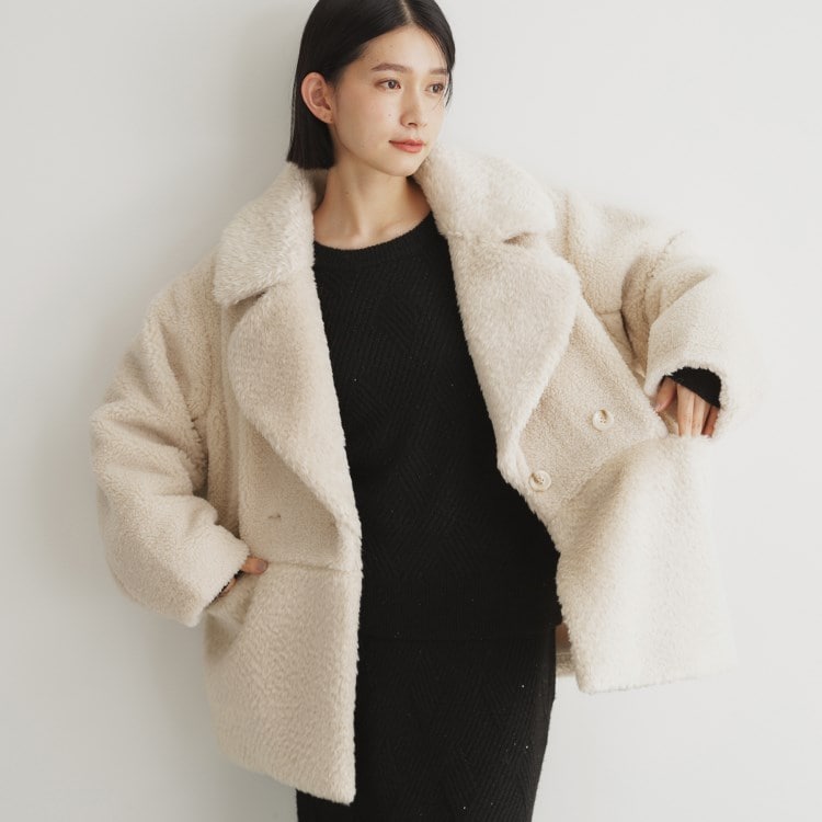 ザ ショップ ティーケー（ウィメン）(THE SHOP TK(Women))のマシュマロボア素材切替Ｐコート Pコート