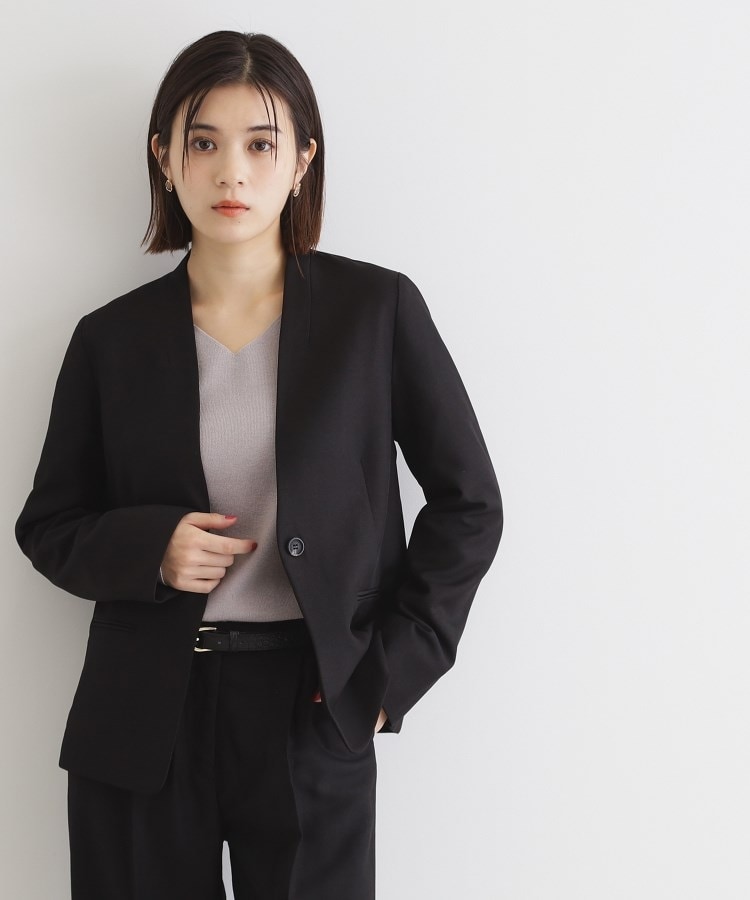 ザ ショップ ティーケー（ウィメン）(THE SHOP TK(Women))の【セットアップ可】ウール調ノーカラージャケット2