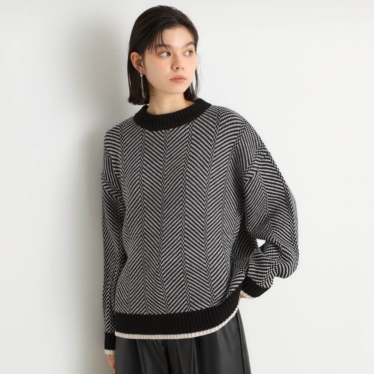 ザ ショップ ティーケー（ウィメン）(THE SHOP TK(Women))のラメヘリンボーンニット【洗濯機OK】 ニット/セーター