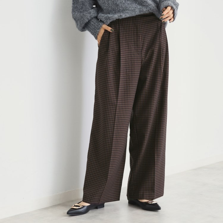ザ ショップ ティーケー（ウィメン）(THE SHOP TK(Women))の【洗えるパンツ】裏起毛タックワイド フルレングスパンツ
