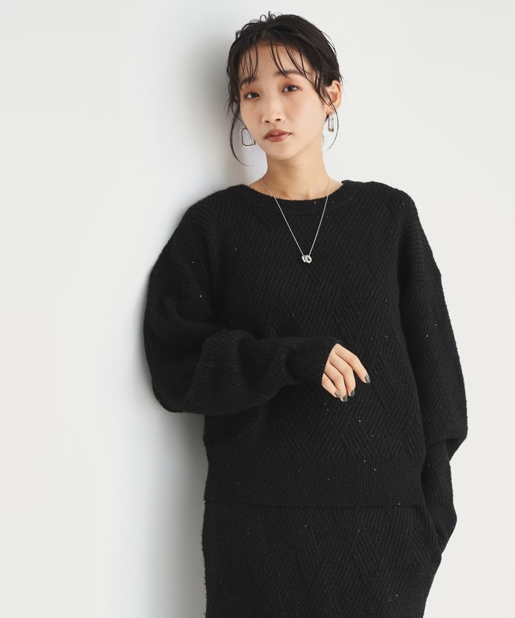 ザ ショップ ティーケー（ウィメン）(THE SHOP TK(Women))のリンクススパンコールニット/洗える ブラック(019)