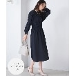 ザ ショップ ティーケー（ウィメン）(THE SHOP TK(Women))の【セレモニー/入卒/通勤/手洗い可】ブラウジングサテンワンピース ネイビー(094)