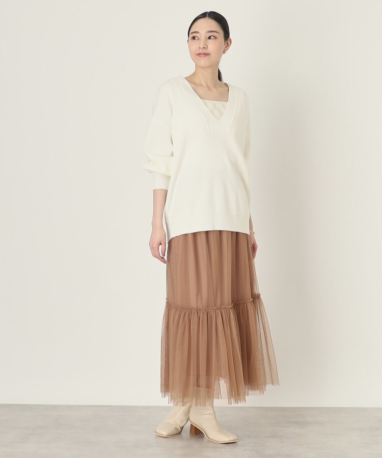 ザ ショップ ティーケー（ウィメン）(THE SHOP TK(Women))の深Vニットプルオーバー/洗濯機洗い可12