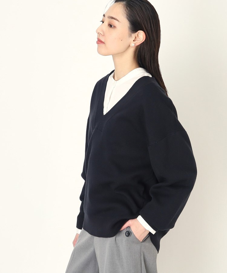 ザ ショップ ティーケー（ウィメン）(THE SHOP TK(Women))の深Vニットプルオーバー/洗濯機洗い可14