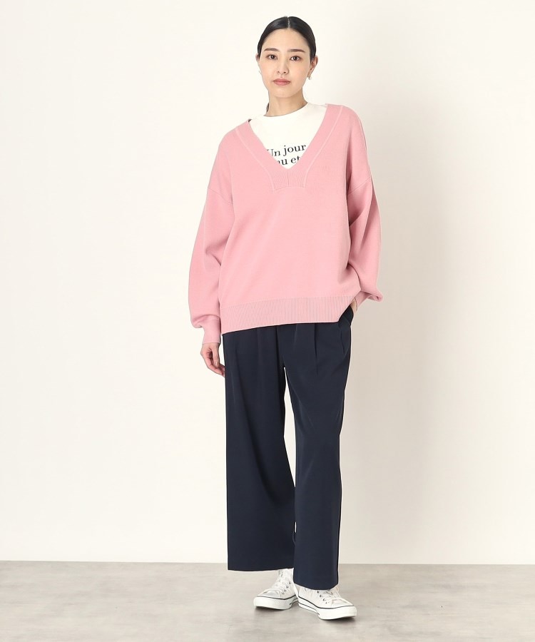 ザ ショップ ティーケー（ウィメン）(THE SHOP TK(Women))の深Vニットプルオーバー/洗濯機洗い可1