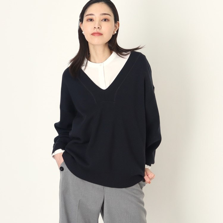 ザ ショップ ティーケー（ウィメン）(THE SHOP TK(Women))の【季節感長く着用可】深Vニットプルオーバー/洗濯機洗い可 ニット/セーター