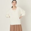 ザ ショップ ティーケー（ウィメン）(THE SHOP TK(Women))の深Vニットプルオーバー/洗濯機洗い可 オフホワイト(003)