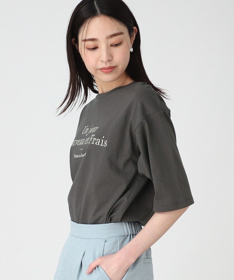 ザ ショップ ティーケー（ウィメン）(THE SHOP TK(Women))の【オーガニックコットン】刺繍ロゴTシャツ/洗濯機OK11