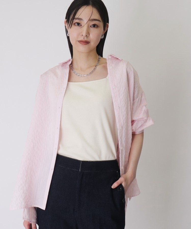 ザ ショップ ティーケー（ウィメン）(THE SHOP TK(Women))の【ヒルナンデス！で紹介】ドビーストライプシャツ【手洗い可】 ライトピンク(370)