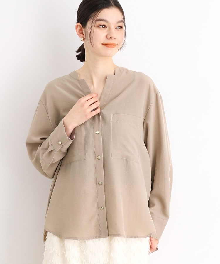 ザ ショップ ティーケー（ウィメン）(THE SHOP TK(Women))の【ヒルナンデス！で紹介】Wポケット金ボタンシャツ/ONOFF兼用/洗濯機OK ベージュ(052)