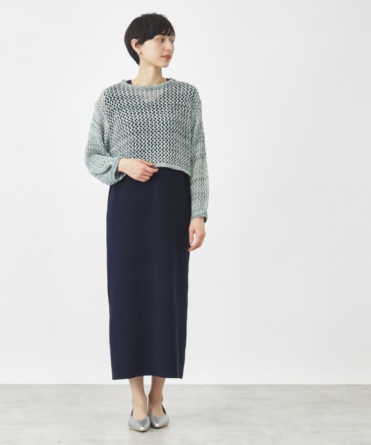 セットアイテム】メッシュニット×ワンピース(マキシ・ロング セットアイテム】メッシュニット×ワンピース(マキシ・ロング