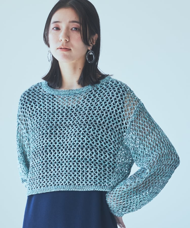 セットアイテム】メッシュニット×ワンピース(マキシ・ロング セットアイテム】メッシュニット×ワンピース(マキシ・ロング