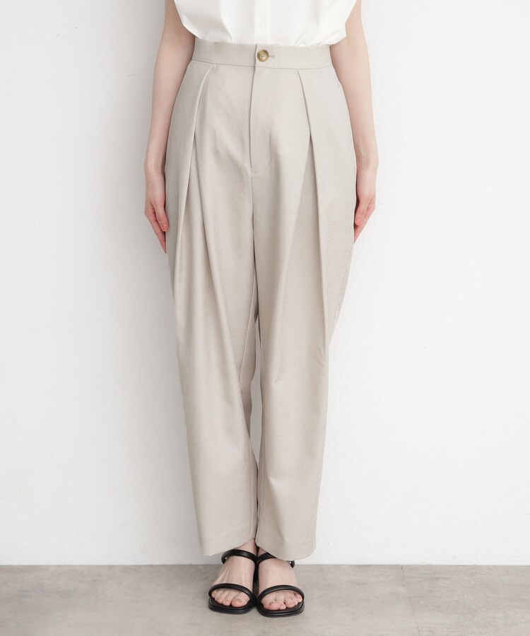ザ ショップ ティーケー（ウィメン）(THE SHOP TK(Women))の【脚長・美シルエット】麻調ハイウエストタックパンツ／洗濯機OK7