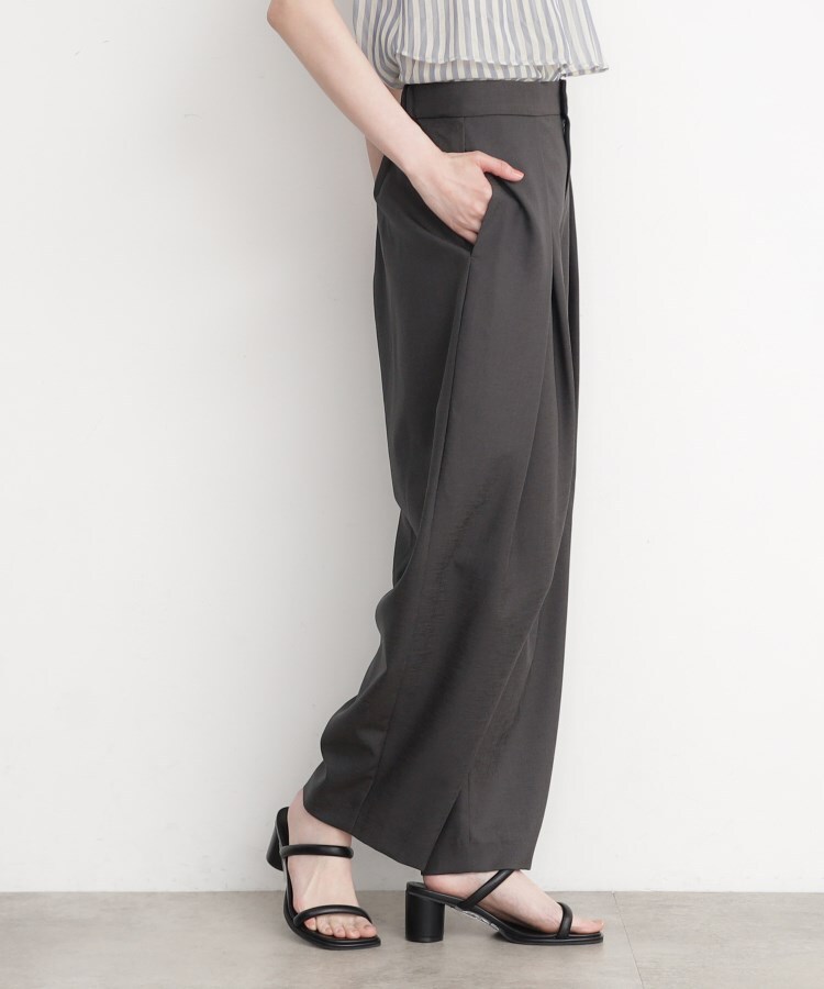 ザ ショップ ティーケー（ウィメン）(THE SHOP TK(Women))の【脚長・美シルエット】麻調ハイウエストタックパンツ／洗濯機OK14
