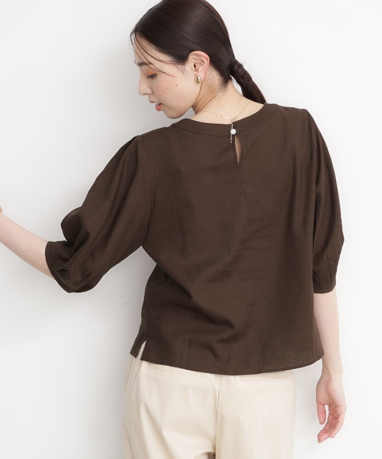 ザ ショップ ティーケー（ウィメン）(THE SHOP TK(Women))のリネンブレンド袖タックブラウス【洗濯機OK】9
