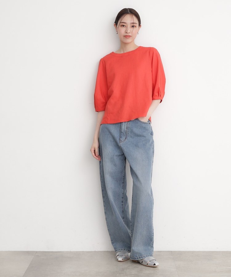 ザ ショップ ティーケー（ウィメン）(THE SHOP TK(Women))のリネンブレンド袖タックブラウス【洗濯機OK】15
